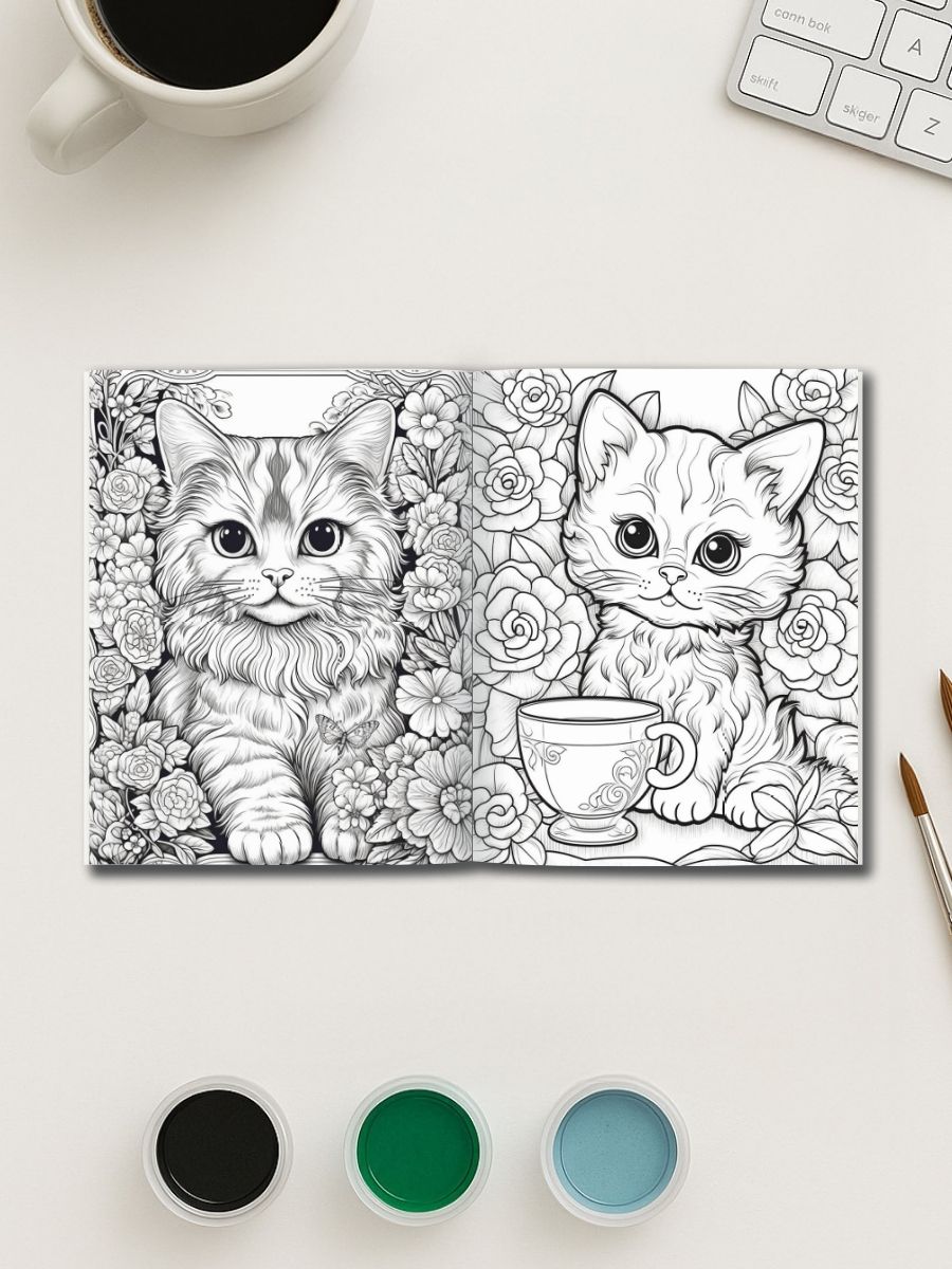 Mini Meows – 70 Cute Small Cat Coloring Pages gallery image 1