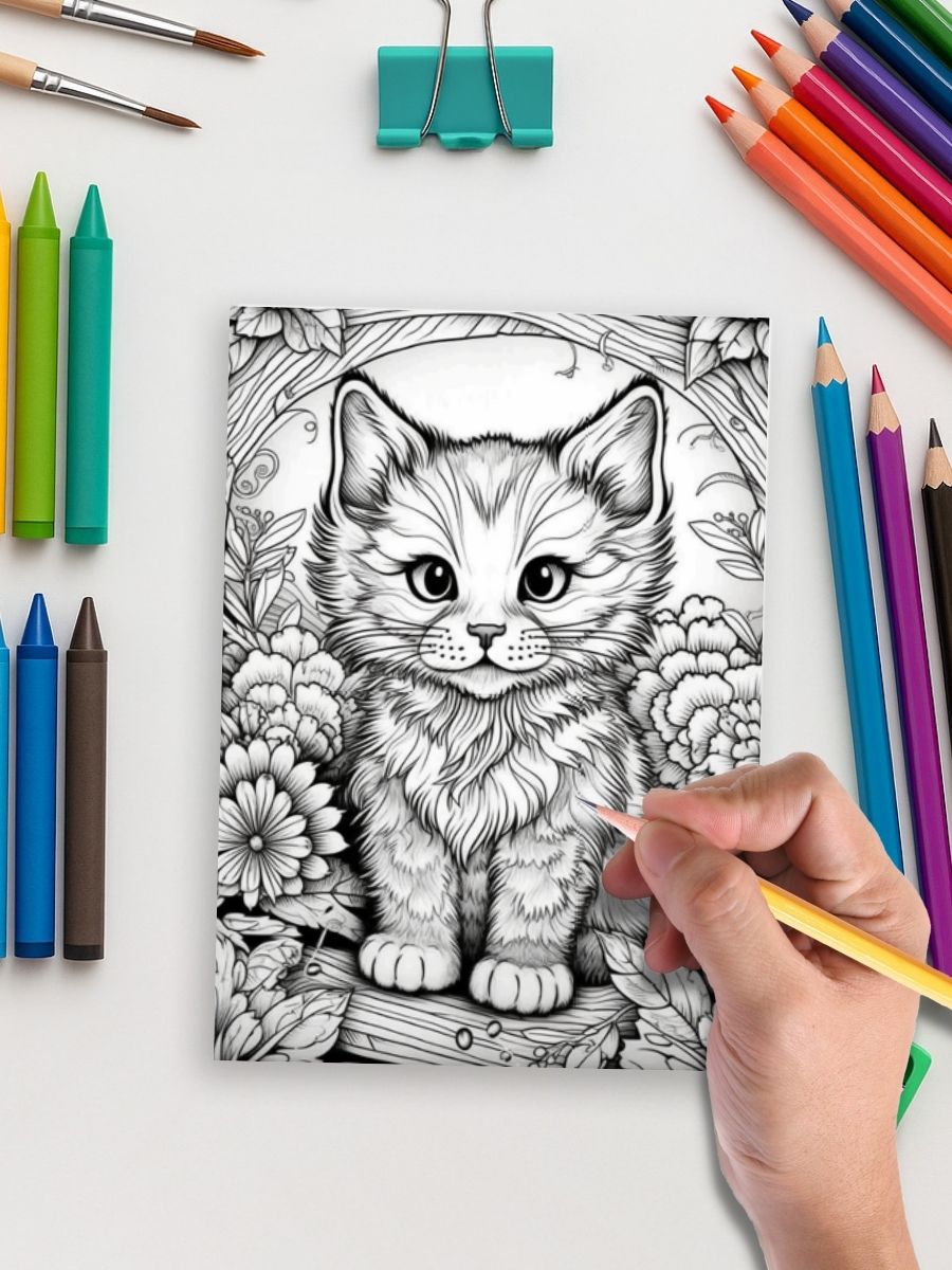 Mini Meows – 70 Cute Small Cat Coloring Pages gallery image 3