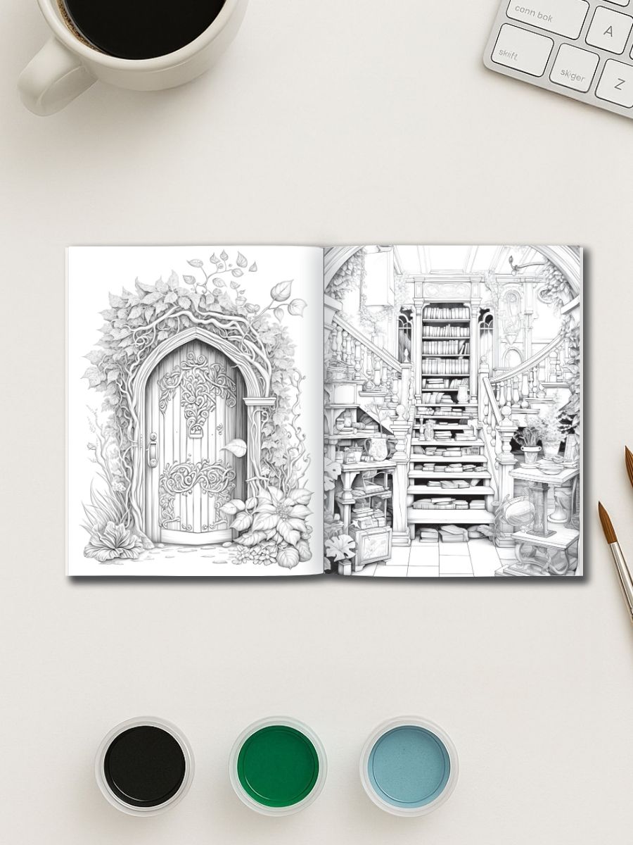 Gateways to Enchantment – 200 Fairy Portal Coloring Pages gallery image 1