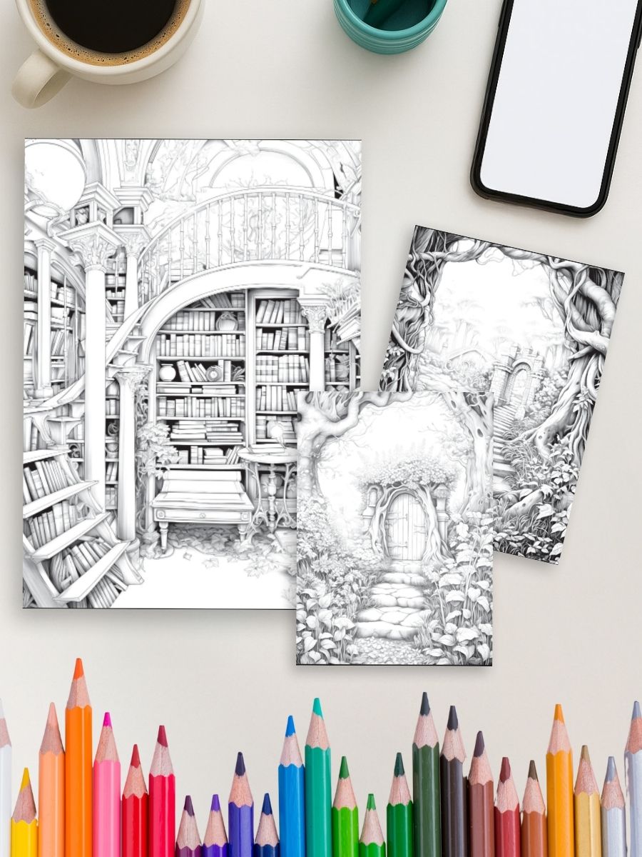 Gateways to Enchantment – 200 Fairy Portal Coloring Pages gallery image 2