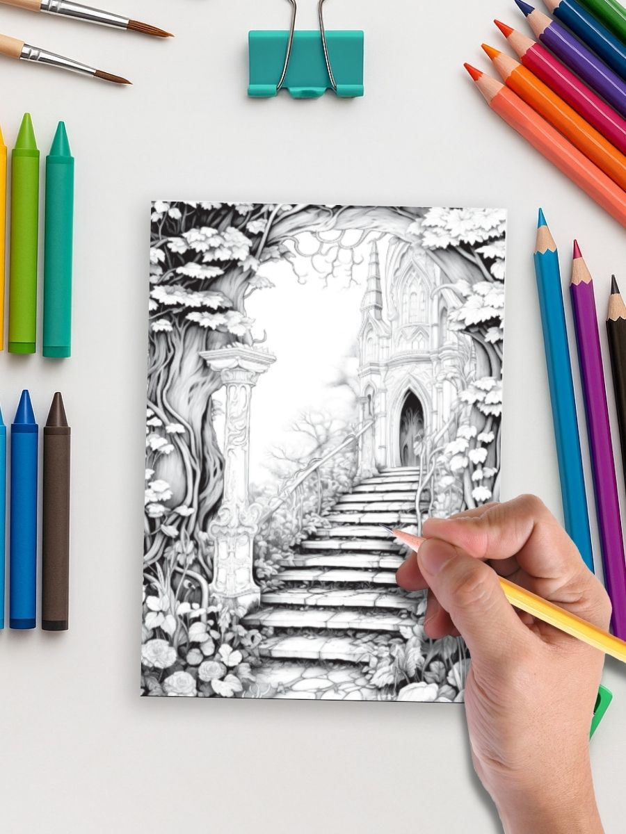 Gateways to Enchantment – 200 Fairy Portal Coloring Pages gallery image 3