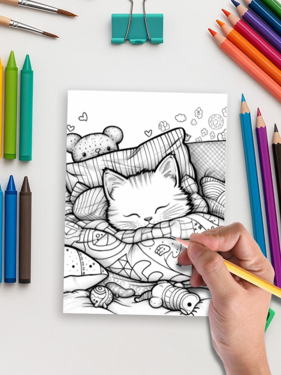 Purrfectly Kawaii – 160 Cute Cat Coloring Pages gallery image 3