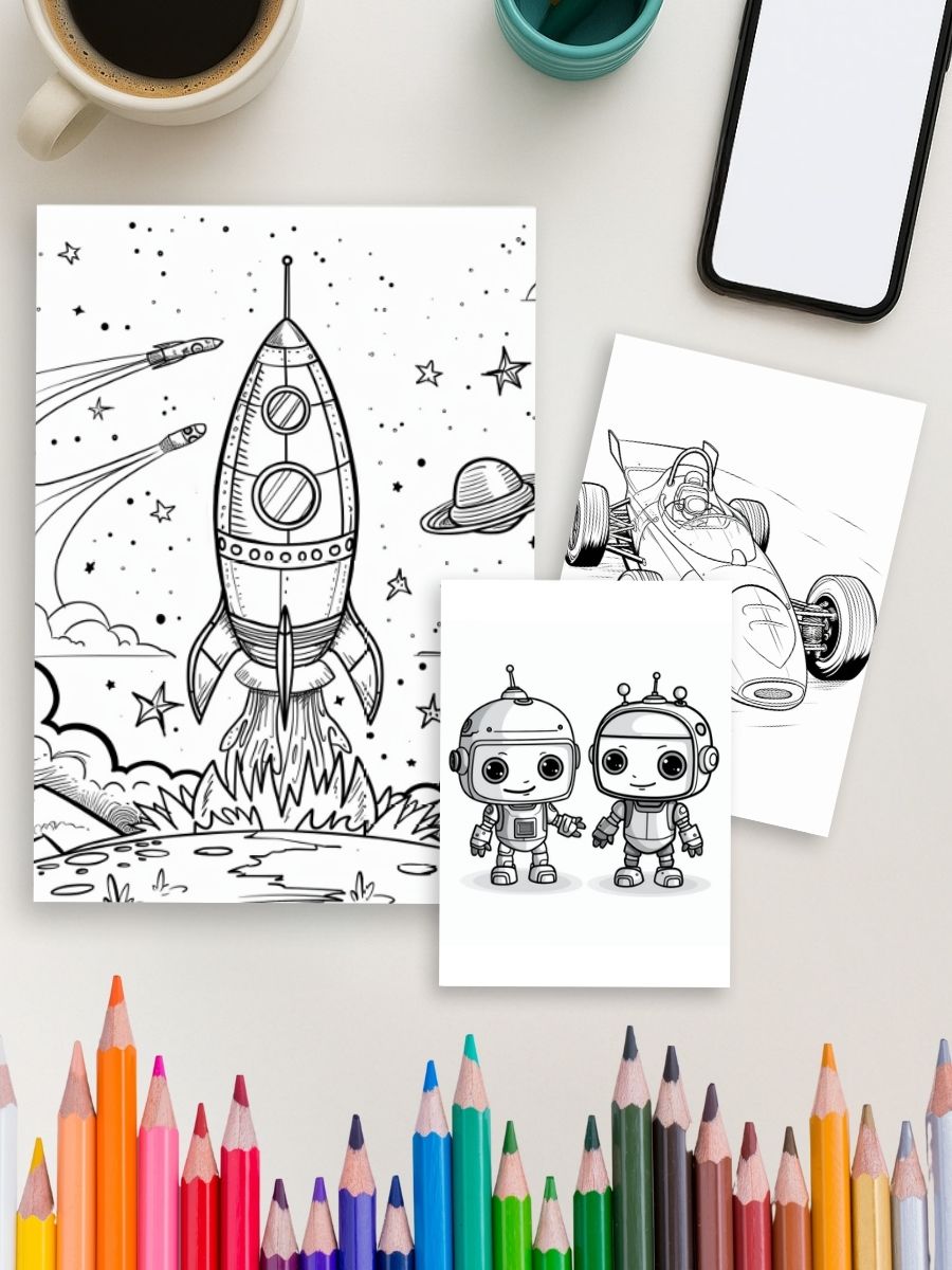 Boys’ Galaxy Pack – 324 Pages of Robots, Cars & Rockets gallery image 2