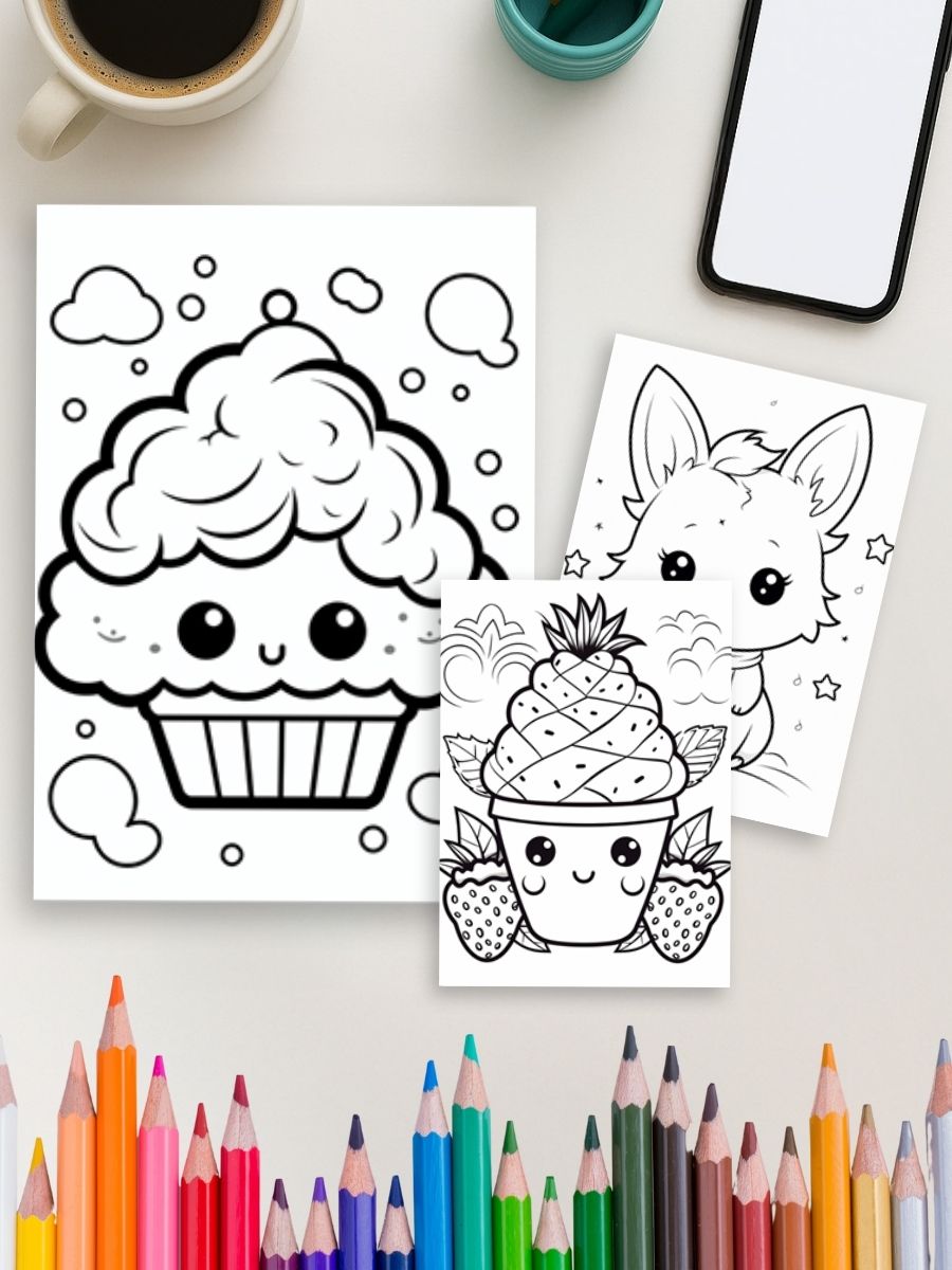 Mega Kawaii Bundle – 297 Super Cute Coloring Pages gallery image 2
