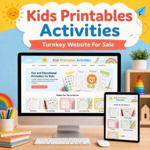 Kids Printables Activities turnkey website for sale